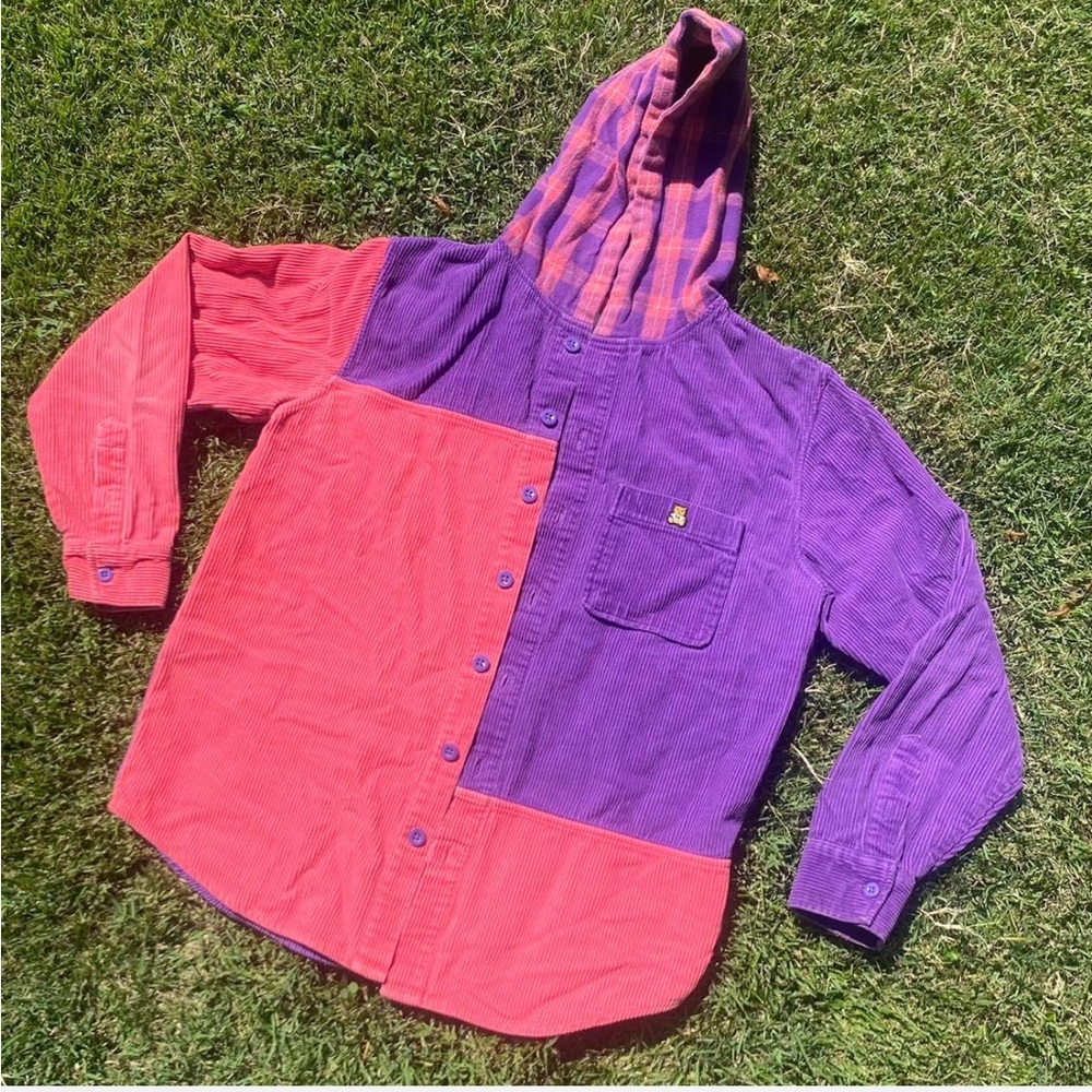 Teddy Fresh Purple and Pink Corduroy Button Up Jacket